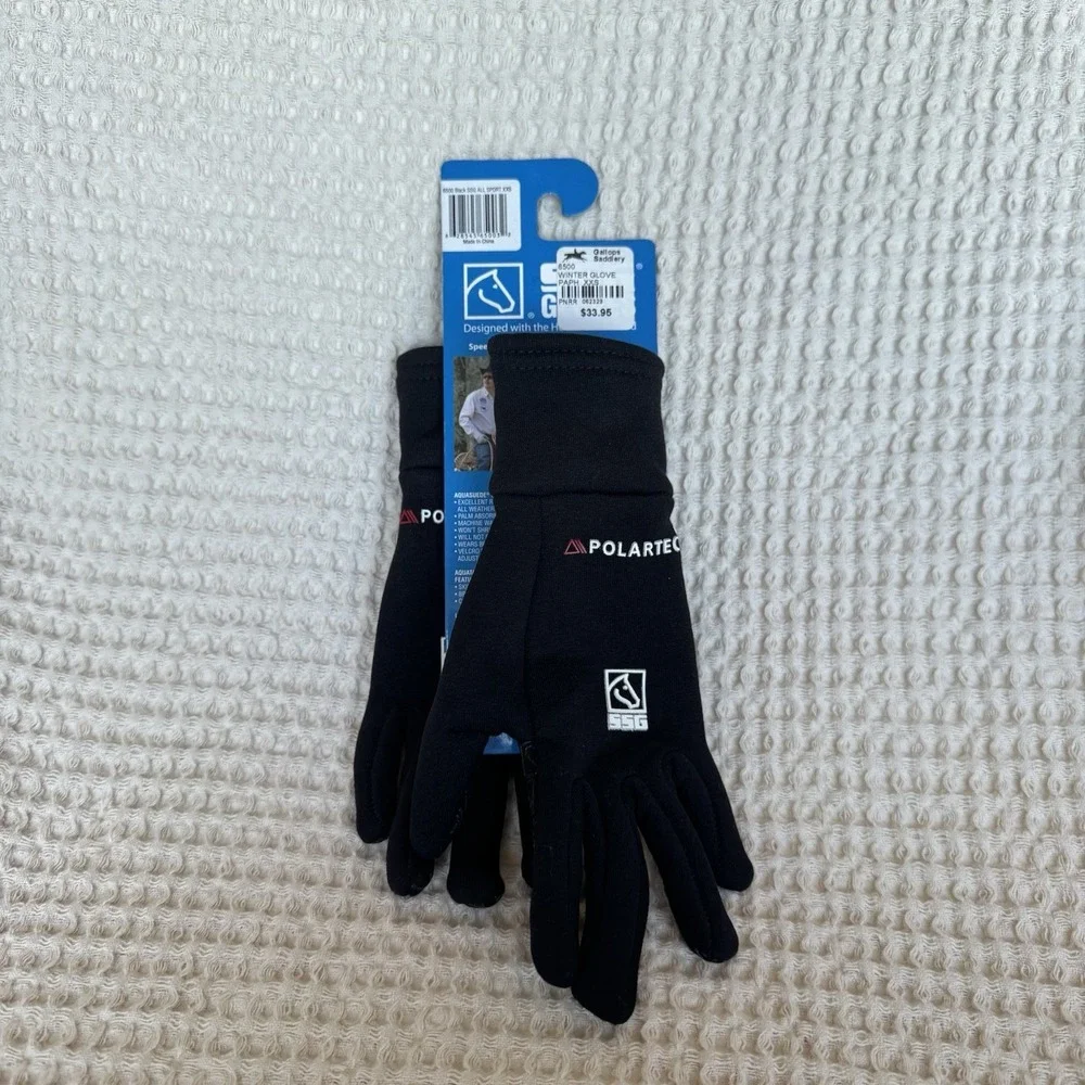 SSG All Sport Polartec Riding Gloves 6500 XXS‎ 5/6 Black Silicon Palm Print Grip